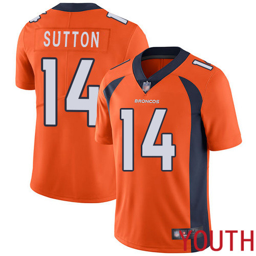 Youth Denver Broncos 14 Courtland Sutton Orange Team Color Vapor Untouchable Limited Player Football NFL Jersey